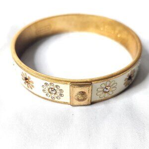Coach Women's Bangle Floral Rhinestones Gold Toned
